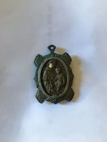 Antiga Medalha pingente Italiana "Tela Toccata Alla S Lingua Del Santo"