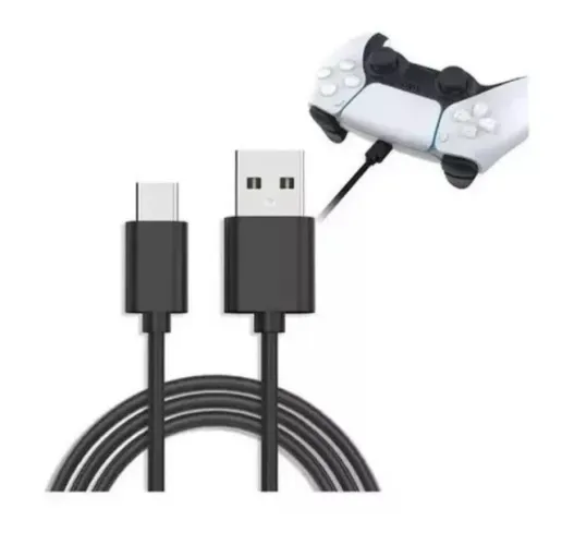 Cabo 1.8 Metro Type C Compativel Com Controle Ps5 Cor Preto