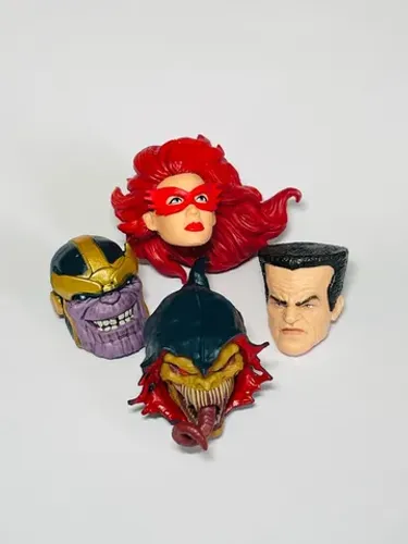 Marvel Legends Lote de 4 Cabeças : flama / cabeça de martelo / thanos / demogoblin