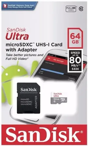 Cartão De Memória Sandisk Ultra 100mb/s 64gb P/câmeras Wi-fi