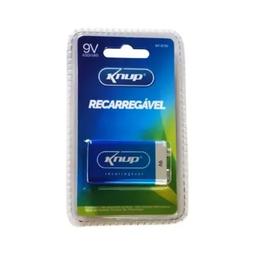 Bateria 9V Recarregável 1UND Knup KP-BT9V - WZetta