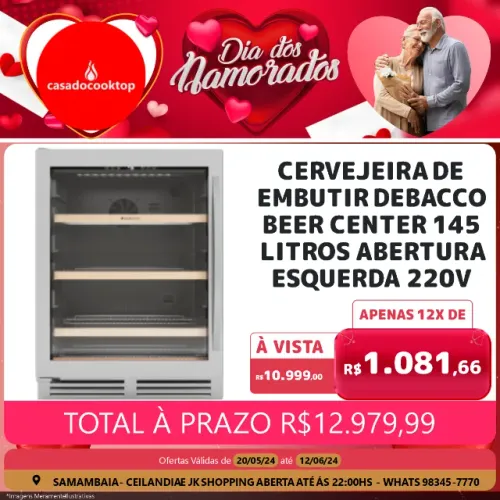 Cervejeira de embutir debacco beer center 145 litros abertura esquerda 220v