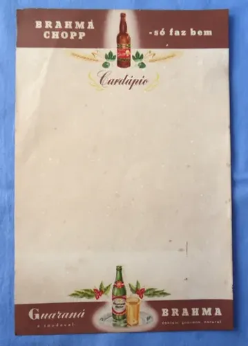 Cardápio Antigo Brahma - Para ser Datilografado