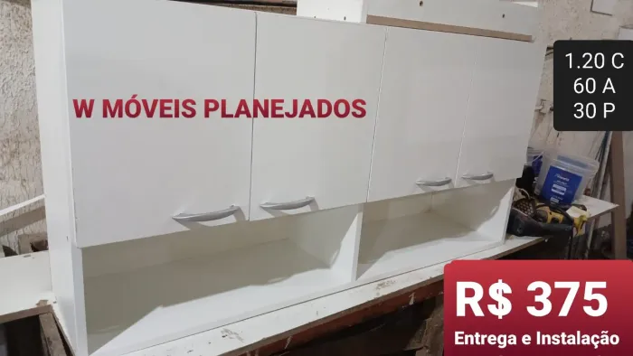 Armário de cozinha suspenso 4 portas MDF