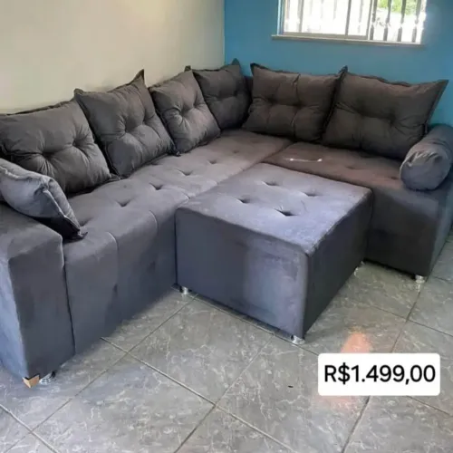 PROMOÇÃO URGENTE - Sofá de CANTO Aurora Lindo Cinza Disponível