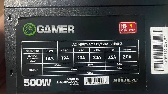 Fonte 500W Brazil PC