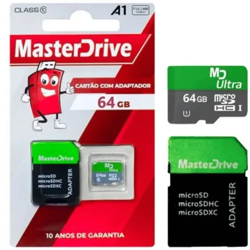 Cartão de Memória SD 64GB Classe 10 Com Adaptador - Armarinho Ditudo 