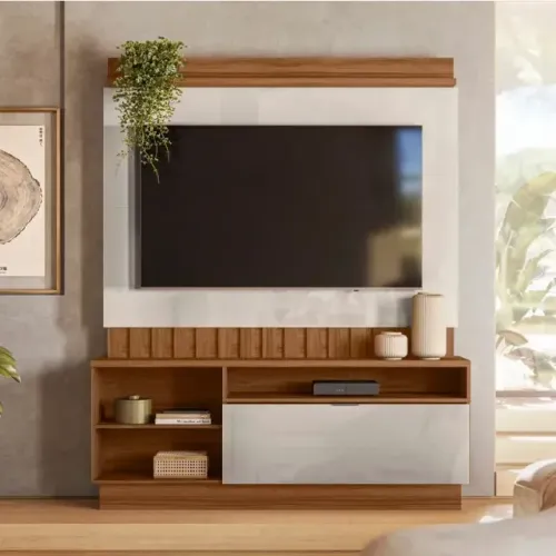 Rack Home Diamantina Ripado Amêndoa Mobler - Entrega Rápida! 