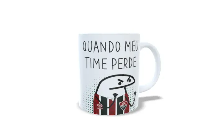 caneca porcelana estampa clubes de futebol boneco flork