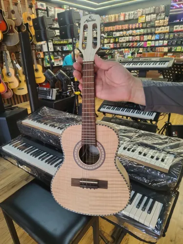 Cavaquinho Malibu elétrica profissional novo com capa acouxuada e um jogo de corda 