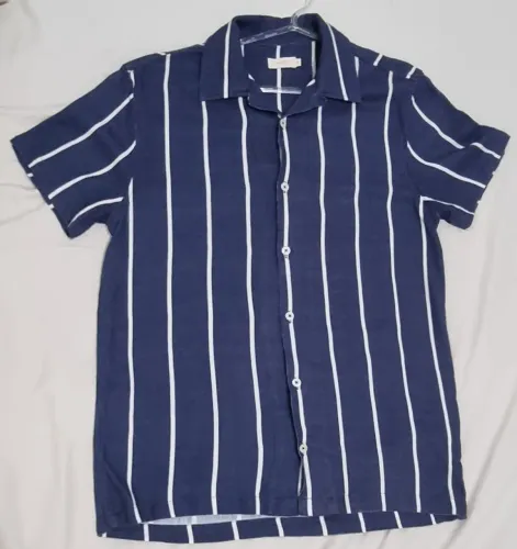 Camisa Foxton azul com listras brancas P