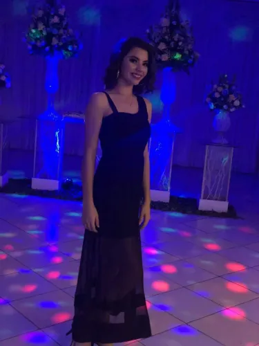 Vestido de festa longo preto tule