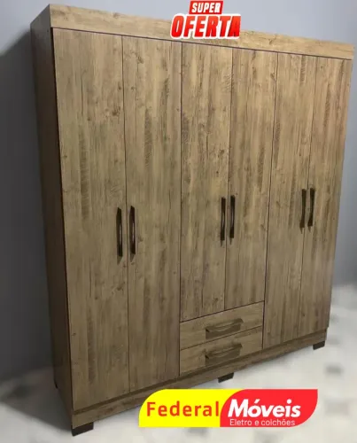 Guarda Roupa 6 Portas e 2 Gavetas Novo - Seu Quarto Muito Mais Organizado!