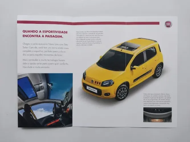 Fiat Uno Sporting Teto Solar - Catálogo, folder