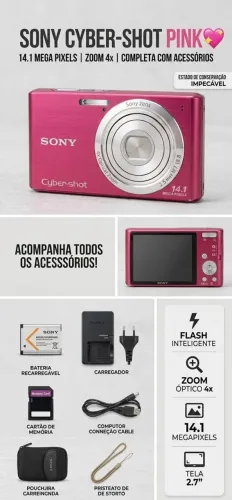 Câmera Sony Cybershot Dsc-w530 14.1 Mp Rosa-chiclete Rosa-chiclete (Usado)