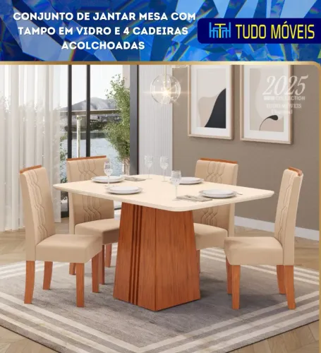 SALA DE JANTAR COM 4 CADEIRAS ACOLHOADAS