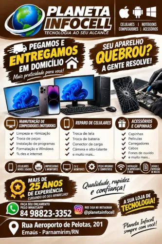 ASSISTÊNCIA TÉCNICA DE INFORMÁTICA A DOMICÍLIO ? PLANETA INFOCELL SEU COMPUTADOR