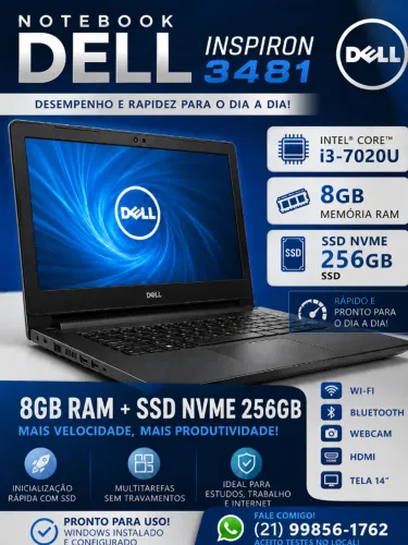 Notebook Dell Inspiron 3481 I3 7020U 8GB