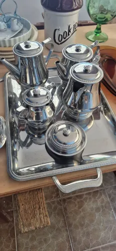 Conjunto cha e cafe em inox marca meridional 7peças