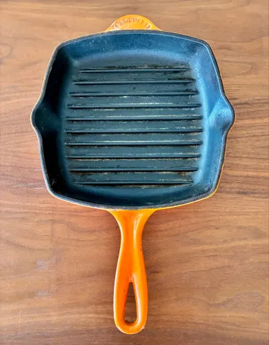 frigideira le creuset - laranja - 20 cm - grelha - ferro fund esmaltado premium - original