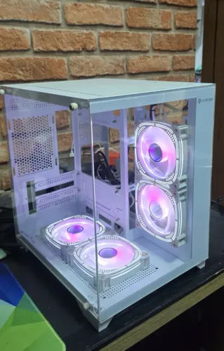 Gabinete Gamer Aquário Com 4 Fans Rgb Gb1797 Cor Branco