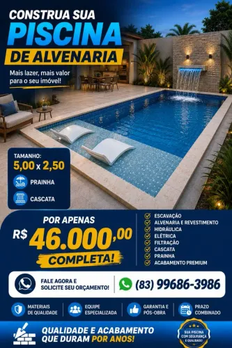 Piscina Completa - 5,00x2,50 - Com Cascata e Prainha