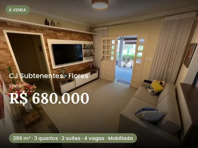 VENDO CASA - CONJUNTO DOS SUBTENENTES - 3 QUARTOS