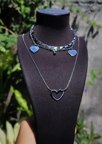 Conjunto pulseira e colar com pingente em Aço Inoxidável