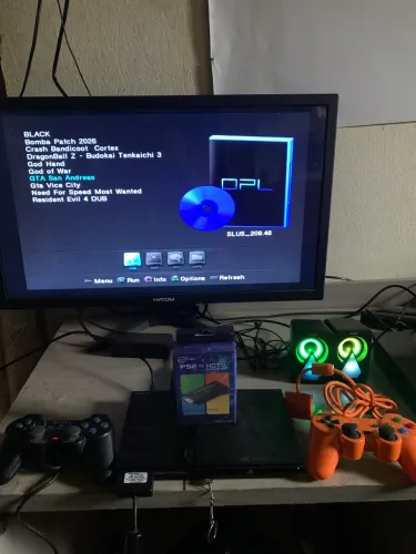 Ps2 slim top+ hdmi+ 2 controles + jogos 