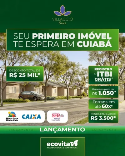 Imóvel LANÇAMENTO venda Villaggio Lírios 47 m2 com 2 quartos em Pedra 90 - Cuiabá - MT
