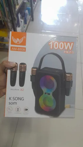 Caixa de som com dois microfones de 100w com TWS e rádio FM
