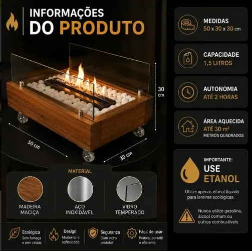 Lareira Ecológica portátil - NOVA
