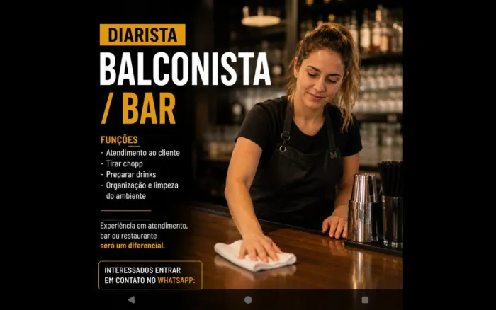 Atendente de Bar ( Atendimento, Chopp e Drinks )