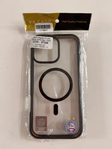 Capa VX Case Magsafe para iPhone 16 Pro Max - Transparente com Borda Preta 