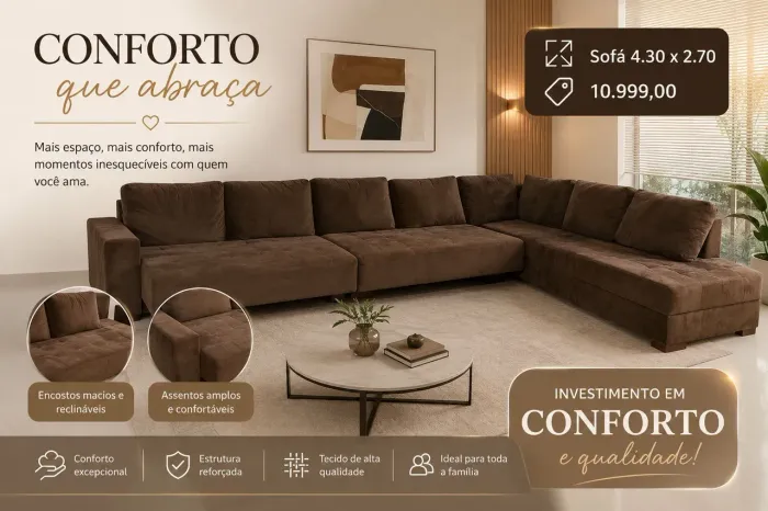 Sofá L maravilhoso grande