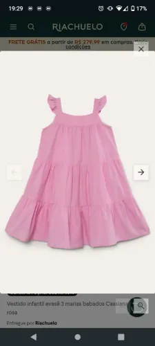 Vestido infantil evasê 3 Marias babados Cassiana tamanho 8 rosa