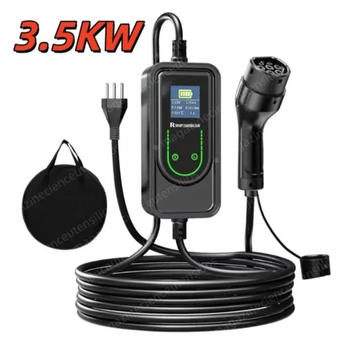 Carregador portátil carro elétrico e hibrido 3.5kw 16a
