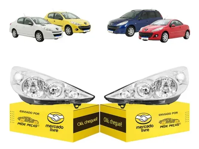 Farol Peugeot 207 2008 2009 2010 2011 2012 2013 14 2015 Par Ambos Lados