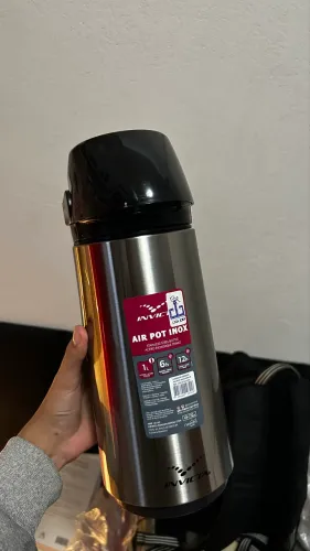 (novo! nunca usado) garrafa térmica air pot, invicta, inox, 1.0l