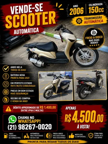 Scooter automática 150 cilindradas sabor PCX recibo em mãos 