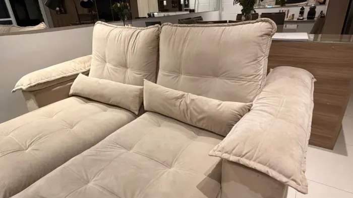 Sofa Suede Bege - 2,30m