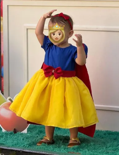 VESTIDO BRANCA DE NEVE - 1 ANO - FANTASIA
