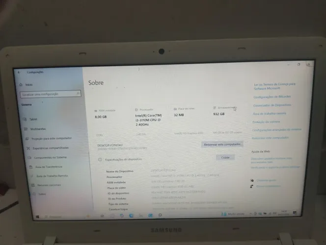 Notebook Samsung i3, 8 GB de RAM ddr4, 1T de armazenamento