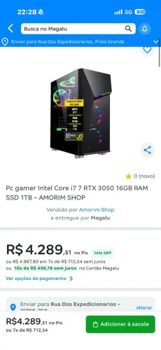 pc gamer intel core i7 7 RTX 3050 16 GB Ram SSD 1TB
