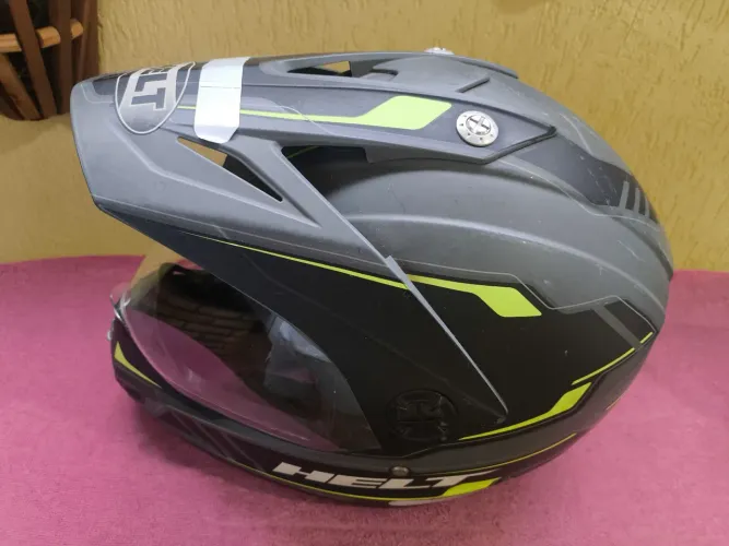 Capacete moto Helt Cross Vision Preto/verde Fosco