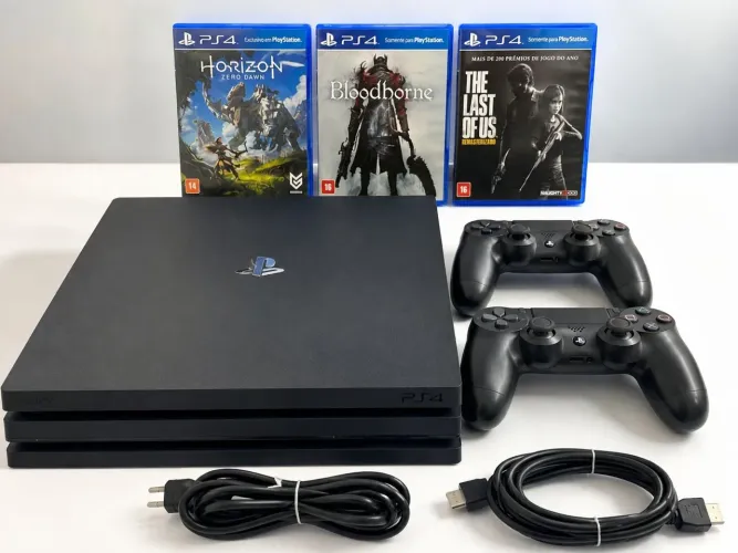 PS4 Pro 1TB Impecável + 2 Controles + 3 Jogos | Com Caixa e Lacres de Fábrica