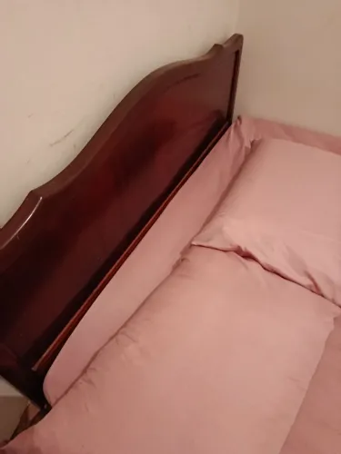 Cama de Casal Antiga em Madeira Maciça - Anos 50