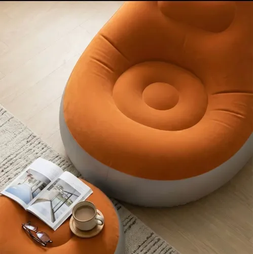 Conjunto Poltrona Puff ROXO Inflável Ultra Lounge Portátil Descanso Sofá Poltrona