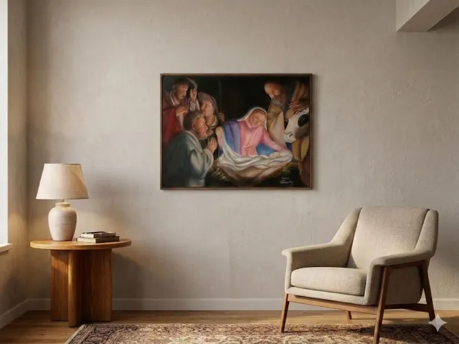 Pintura a óleo "Estrela de Belém" pintado por autista