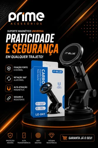Suporte Magnético Universal para Celular IT-BLUE - Segurança e Praticidade ao Dirigir